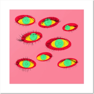 Line Artwork of Multiple Eyes 2 Posters and Art